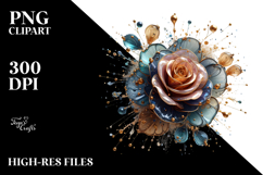 Red Rose with Golden Insertions PNG Product Image 2