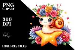 Cute Snail with Flower Crown, Transparent PNG Product Image 2