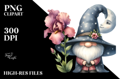 Gnome with Snapdragon on Moon PNG Product Image 2