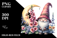 Cute Gnome with Snapdragon Moon PNG Product Image 2