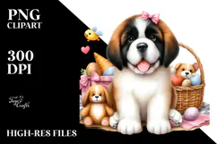 Watercolor Cute Saint Bernard PNG Product Image 2