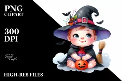 Funny Baby Halloween Witch | Sublimation Clipart Product Image 3
