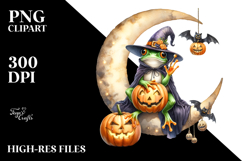 Frog Dressed for Halloween on Moon, PNG Product Image 2