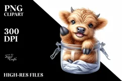 Cute Baby Highland Cow Smiling in a Jar | Sublimation Product Image 3