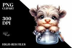 Cute Baby Highland Cow Smiling in a Jar | Sublimation Product Image 3