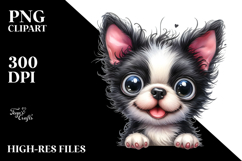 Watercolor Baby Cartoon Boston Terrier PNG Product Image 2
