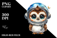 Cute Baby Owl with Astronaut Helmet PNG Product Image 2