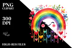Simple Smiling Rainbow Digital Painting PNG Product Image 2