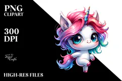 Cute Unicorn Dancing with Cool Haircut PNG Product Image 2