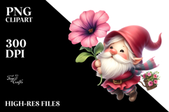 Floating Gnome with Large Petunia PNG Product Image 2