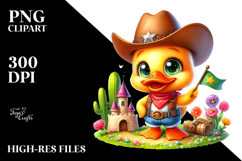 Goofy Baby Duck with Cowboy Hat PNG Product Image 2