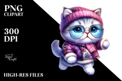 Cute Baby Cat Jumping in Winter, Transparent PNG Product Image 2