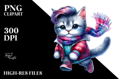 Cute Baby Cat Jumping in Winter, Transparent PNG Product Image 2