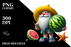 Pastel Gnome Beach Painting | Sublimation Clipart Product Image 1