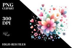 Colorful Simple Flower with Heart Petals PNG Product Image 2