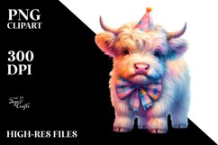 Colorful Baby Highland Cow PNG Product Image 3