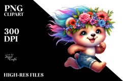 Watercolor Vibrant Drawing of a Cute Baby Bear Running, Product Image 2
