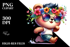 Watercolor Vibrant Drawing of a Cute Baby Bear Running, Product Image 2