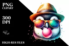 Quirky Penguin Portrait Hat | Sublimation | Clipart Product Image 1
