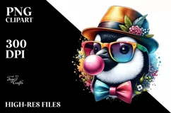 Quirky Penguin Portrait Hat | Sublimation | Clipart Product Image 3