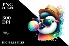Quirky Penguin Portrait Hat | Sublimation | Clipart Product Image 1