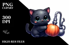 Cute Baby Black Cat Halloween Sticker Clipart Product Image 3