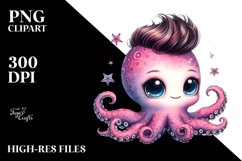 Cute Baby Octopus, Watercolor PNG Product Image 2