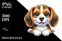 Happy Watercolor Baby Beagle PNG Product Image 2