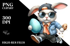 Watercolor Goofy Bunny with Easter Egg PNG Product Image 2