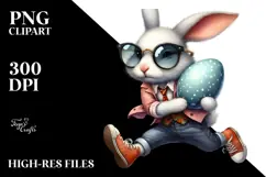 Goofy Bunny with Modern Sunglasses PNG Product Image 2