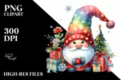 Colorful Christmas Gnome, PNG Product Image 1
