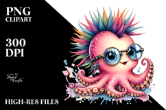 Energetic Baby Octopus PNG Product Image 2