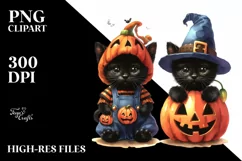 Cute Baby Black Cat for Halloween | Sublimation Clipart Product Image 1