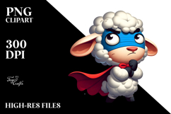 Whimsical Lamb with Superhero Cape, Transparent PNG Product Image 2