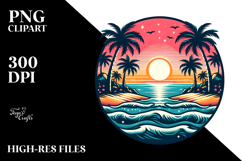 Retro Tropical Island Sunset Tshirt Product Image 2