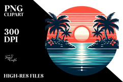 Retro Tropical Island Sunset Tshirt Product Image 2