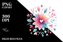 Cute Boho Heart Flower PNG Product Image 2