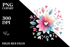 Cute Boho Heart Flower PNG Product Image 2
