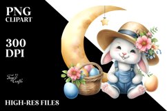 Smiling Bunny on Moon PNG Product Image 2