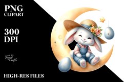 Pastel Watercolor Bunny with Egg PNG Product Image 2