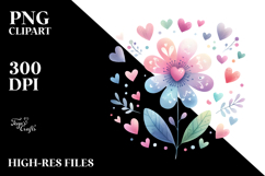 Cute Boho Heart Flower PNG Product Image 2