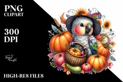 Quirky Baby Parrot Autumn Vegetables | Sublimation | Clipart Product Image 1