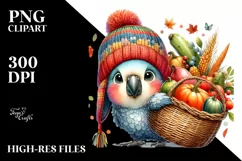 Quirky Baby Parrot Autumn Vegetables | Sublimation | Clipart Product Image 3