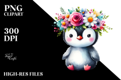 Cute Penguin with Flower Crown, Transparent PNG Product Image 2