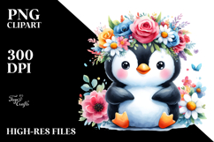 Cute Penguin with Flower Crown, Transparent PNG Product Image 2