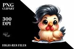 Funny Baby Rooster Sitting with Bow | Sublimation Clipart Product Image 3