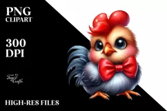 Funny Baby Rooster Sitting with Bow | Sublimation Clipart Product Image 3