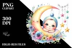 Colorful Baby Moon Stars | Sublimation Clipart Product Image 3
