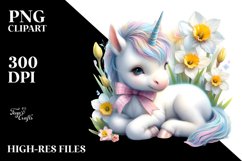 Cute Baby Unicorn with Narcissus | Clipart Product Image 3
