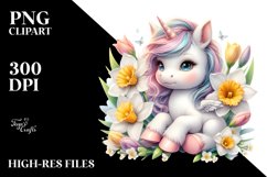 Colorful Baby Unicorn Narcissus Clipart Product Image 3